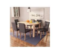 vidaXL Table et chaises 7 pcs Cuir synthétique Chêne Marron Marron G