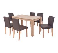 Table Et Chaises 7 Pcs Cuir Synthétique Chêne Marron Vidaxl Vidaxl Marron