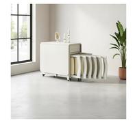 Table et chaises à abattant for Balcon, Table de Salle à Manger Pliante de 140 cm avec 2 tiroirs, Table de Cuisine Mobile, Utilisation temporaire du Couloir, roulante for Le Rangement