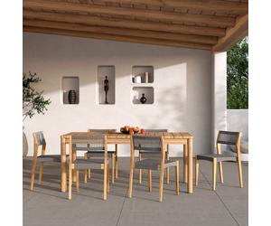 Table et chaises de jardin en bois de teck massif 6 personnes - kora