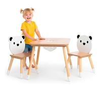 mamabrum Table Enfant avec Rangement et 2 Chaises Ours - Ensemble en Bois 67x67 cm - Mobilier Créatif pour Jeux Apprentissage et Repas - Dès 3 Ans