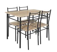Table Et Chaises - Home Deco Factory - Loka - Industriel - Marron Et Noir - H75 X L110 X P70 Cm