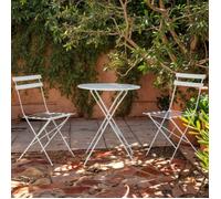 Avril Paris - Ensemble Table et Chaises Pliantes Bistrot Balcon Terrasse- 2 Places - Acier Blanc - 2 Chaises et 1 Table Pliante - Flore