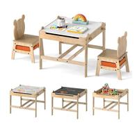 Table Et Chaises Pour Enfants 60 X 60 X 52 Cm Avec Rangement Pratique Et Espace Créatif En Mdf Naturel Helloshop26 20_0017612