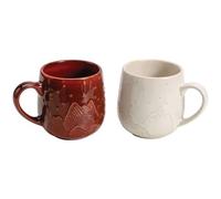 TABLE ET COOK Lot 2 mugs 39 cl Crème & Rouge - Montagne