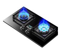 Table Et Encastrée Poele A Gaz, Cuisinière À Gaz Double 5,0 KW Droite 5,2 KW, Cuisinière À Gaz À Allumage Par Impulsion Avec Synchronisation Intelligente Bilatérale, Facile À Nettoyer(NG)