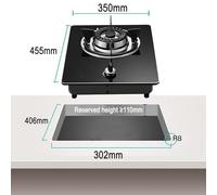 Table Et Encastrée Poele A Gaz, Cuisinières à gaz en verre trempé de 4,1 kW, allumage électronique par impulsion, cuisinières à gaz à tête de four fendue amovible, faciles à nettoyer(NG)