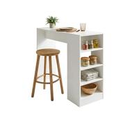 Table et Rangement Intégré 4 Niches Blanc L 120 H 91.5 P 38 cm