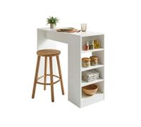 Table et rangement intégré - ACTUAL DIFFUSION - L120×38×H91 5 cm - 4 niches - Blanc - Rectangulaire