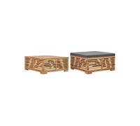 Bois de Teck Table et Repose-pied de Jardin et Coussin Gris Foncé Patio vidaXL