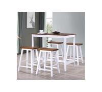 Vidaxl Table Et Tabouret De Bar 5 Pcs Bois Massif Multicolore