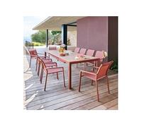 Table extensible 10p Evasion effet bois honney / acajou Hespéride