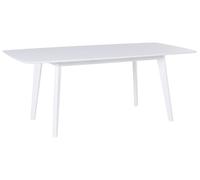 Table Extensible 150/195 x 90 cm en MDF et Bois d'Hévéa Blanc Moderne Sanfo