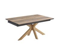 Table extensible 160 à 240 cm céramique effet bois pied croisé bois clair - TEXAS 12 Meubletmoi