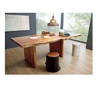 Table extensible 180-240x110cm - Bois massif d'acacia laqué (Noisette) - Design Naturel - FREEFORM #200