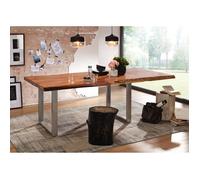 Table extensible 180-240x110cm - Fer et bois massif d'acacia laqué (Noisette) - FREEFORM 2 #23