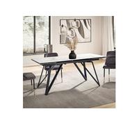 Table extensible 180-260 cm effet marbre blanc pieds métal - BLUNSKI