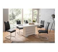 Table extensible 6-8 personnes - Rectangulaire - Panneaux de particules mélaminés- Mantova - Blanc et alu - L 160- 200 x P90 x H75cm