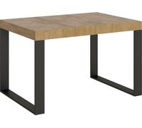 Table moderne extensible 4 à 10 places L 130 à 234 cm bois clair et pieds métal anthracite Tiroz