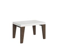 Table extensible 90x130/390 cm Naxy Mix avec plateau en frêne blanc et pieds en noyer
