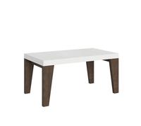 Table extensible 90x160/264 cm Naxy Mix avec plateau en frêne blanc et pieds en noyer