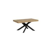 Table extensible 6 à 12 personnes chêne clair et pieds entrelacés anthracite L 160 à 264 cm Artemis