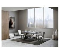 Table extensible 90x160/420 cm Baita Ciment cadre Anthracite -