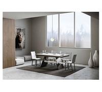 Table extensible 90x160/420 cm Baita Evolution Frêne Blanc cadre Anthracite -