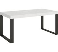 Table moderne extensible 6 à 14 places L 180 à 284 cm blanche et pieds métal anthracite Tiroz