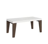 Table extensible 90x180/440 cm Naxy Mix Plateau Frêne Blanc - Pieds Noyer