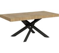 Itamoby Table Volantis Extensible plateau chêne Nature 90 x 180 cm Extensible 440 châssis Anthracite