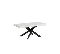 Table extensible 8 à 20 personnes blanche et pieds entrelacés anthracite L 180 à 440 cm Artemis