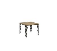 Table extensible 90x90/180 cm Karamay Libra Chêne Nature cadre Anthracite -