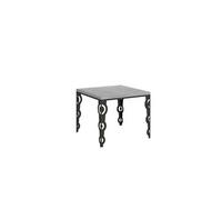 Table extensible 90x90/180 cm Karamay Libra Ciment cadre Anthracite -