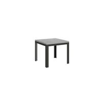 Table extensible 90x90/180 cm LineaLibra Ciment cadre Anthracite -