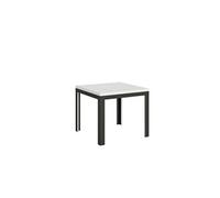 Table extensible 90x90/180 cm LineaLibra Frêne Blanc cadre Anthracite -