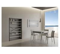 Table extensible 90x90/180 cm Olanda Librox Frêne Blanc cadre gris -
