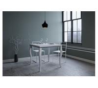 Table extensible 90x90/180 cm OlandaLibra Frêne Blanc cadre gris -