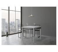 Table extensible 90x90/180 cm Sciabola Librox Frêne Blanc cadre gris -