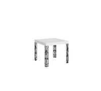 Table extensible 90x90/246 cm Ghibli Frêne Blanc cadre Anthracite -