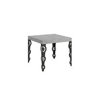 Table Extensible 90x90/246 cm Karamay Gris Béton Cadre Anthracite