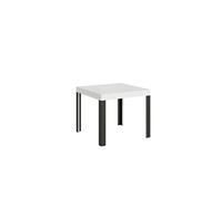 Table extensible 90x90/246 cm Linea Frêne Blanc cadre Anthracite -