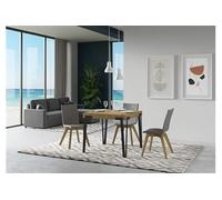 Table extensible 90x90/246 cm Rio Chêne Nature cadre Anthracite -