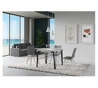 Table extensible 90x90/246 cm Rio Frêne Blanc cadre Anthracite -