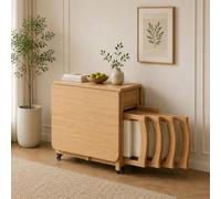Table Extensible à abattant en Bois Massif avec 4 chaises rembourrées | Ensemble table et chaises pliantes et rétractables modernes en bois massif, avec tiroir de rangement pour cuisine et salle à