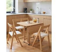 Table Extensible à Double abattant 140 cm/55 po, Ensemble de Salle à Manger Moderne avec 4 chaises, Table à Manger Pliable en Bois for Petits espaces