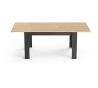 Table extensible - CRAFT - Rectangulaire - Décor mélamine chêne hamilton et noir mat - 6 places - 160 / 200 x 90 cm - DEMEYERE
