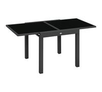 Outsunny Table extensible jardin 160x80x75 cm plateau verre trempé aluminium gris