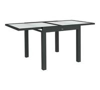 Table extensible de jardin grande taille dim. dépliées 160L x 80l x 75H cm alu métal époxy anthracite plateau verre trempé transparent Transparent G