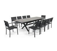 Table extensible en aluminium et céramique 10 chaises gris - Oviala